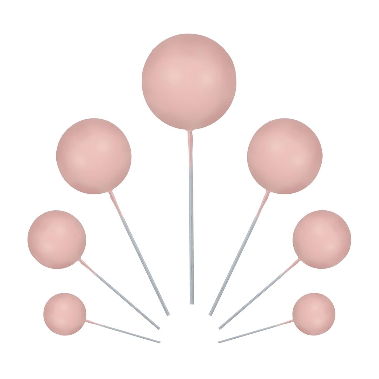 Gyufise 30Pcs Balls Cake Toppers Ball Cake Picks Foam Ball Shaped Cupcake Toppers Mini Balloons Baby Shower Cake Decorations for Wedding Enaggement Bridal Shower Birthday Party Supplies Dark Nude
