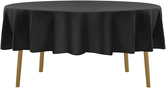120 inch Round Tablecloth Washable Polyester Table Cloth Decorative Table Cover for Wedding Party Dining Banquet（12 Pack 120 inch,Black