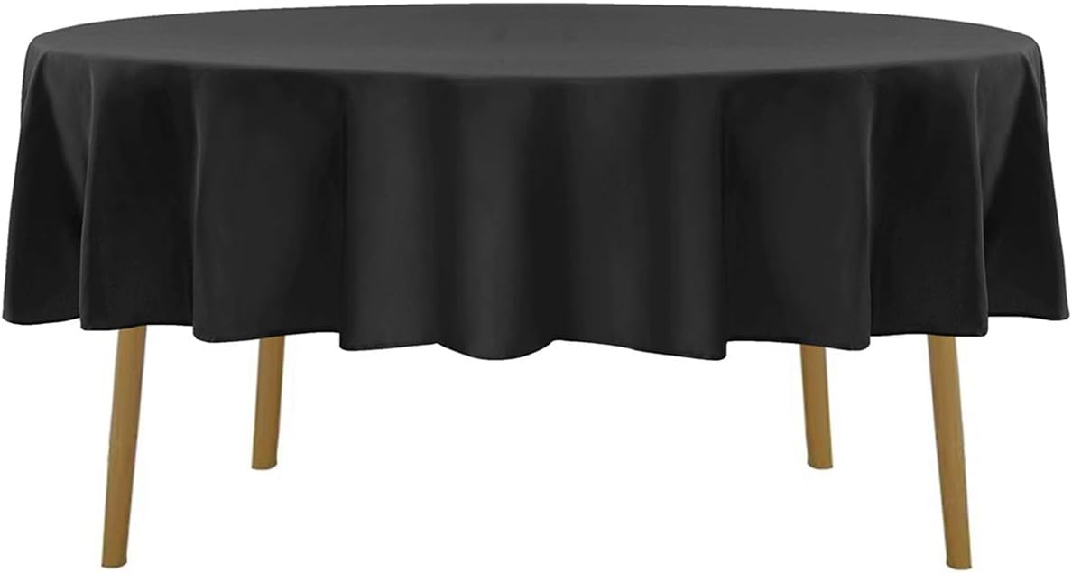 70 inch Round Tablecloth Washable Polyester Table Cloth Decorative Table Cover for Wedding Party Dining Banquet（12 Pack 70 inch,Black）