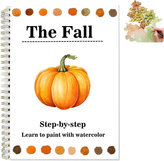 Watercolor Workbooks Coloring Book Easy Nature Scenes Beginner Friendly Watercolor Painting Set Art Crafts Painting Kit for Creative Exploration Gift for Adults Teens (The Fall, Without Palette)