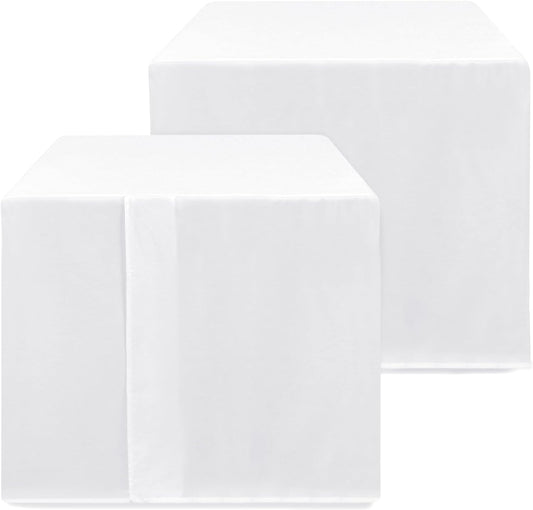 HolidayIdeas 2 Pack Square Fitted Table Covers - 38 x 38 Inch - White Fabric Washable Tablecloth Protectors for Folding Table, Parties, Wedding, Trade Show, Dining