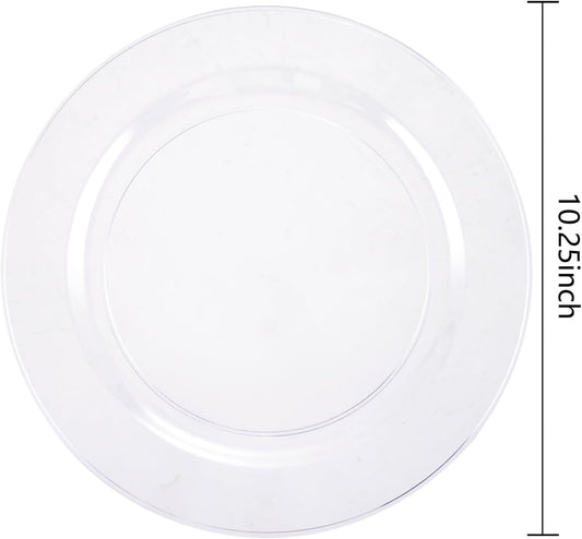 bUCLA 30PCS Clear Plastic Dinner Plates Disposable - 10.25" Heavy Duty Clear Plastic Plates for Party & Wedding