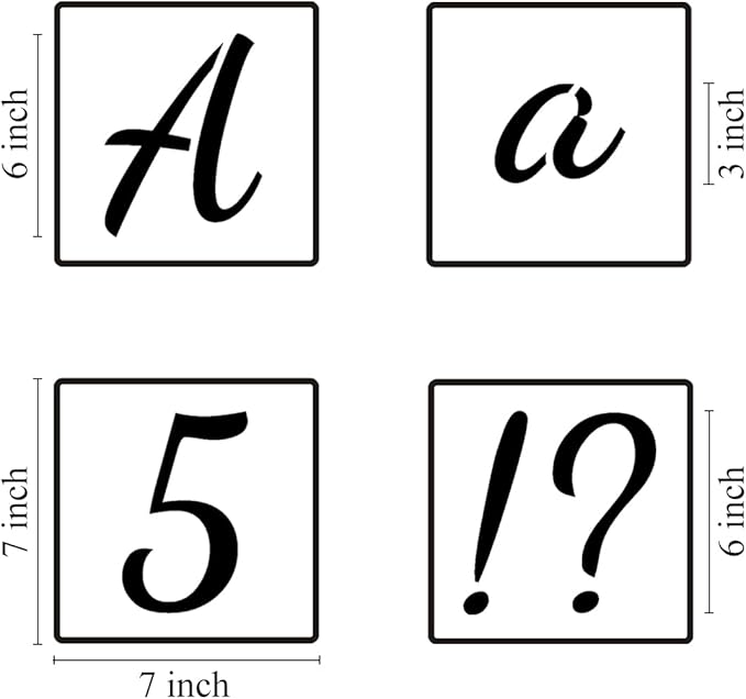 6 Inch Alphabet Letter Stencils for Painting - 70 Pack Letters and Numbers Stencil Templates with Signs for Painting on Wood, Reusable Number and Letter Stencils for Chalkboard Wood Signs & Wall Art