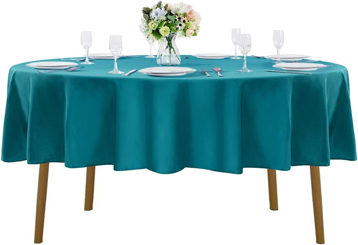 70 inch Round Tablecloth Washable Polyester Table Cloth Decorative Table Cover for Wedding Party Dining Banquet（70 inch,Teal）