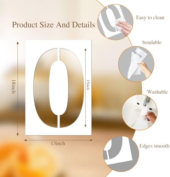 18 Inch Large Number Stencils Set 0-9 Address Number Stencil Reusable Plastic Digital Stencils Templates for Cake Stencil Address Number Painting Stencils Templates
