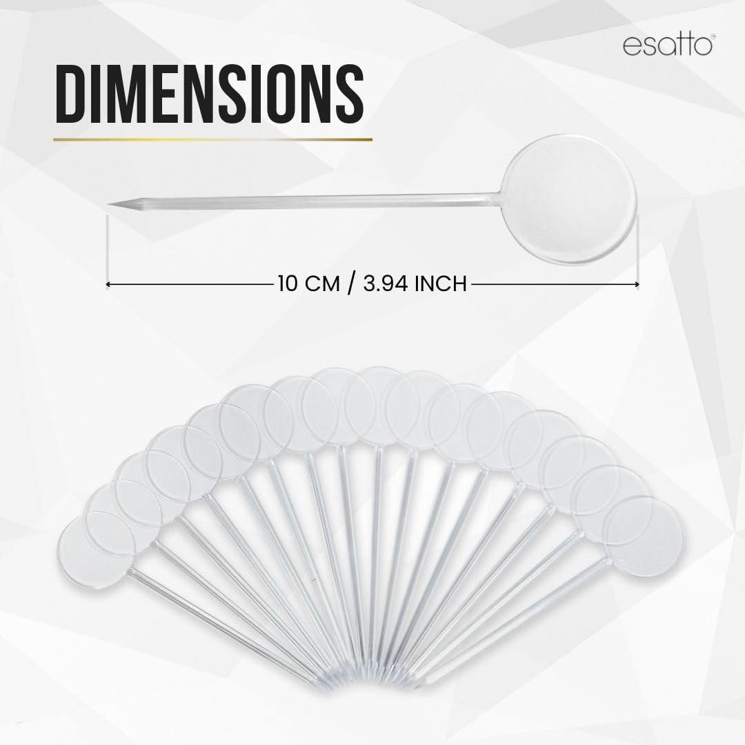 500 Pcs Cocktail Picks Disk Top Prism 7.62cm (3") - Sleek, Stylish Garnish for Cocktails, Perfect Plastic Toothpicks for Appetizers & Drinks, Versatile Fancy Skewers Food Pick for Charcuterie Parties
