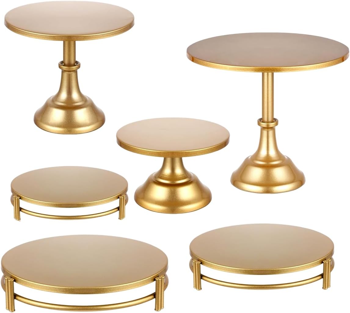6 Pcs Gold Cake Stand Dessert Stand, Dessert Table Display Set 8/10/12 in Gold Cupcake Stand with Base Metal Dessert Trays or Wedding, Birthday, Party Decorations