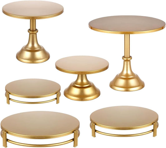 6 Pcs Gold Cake Stand Dessert Stand, Dessert Table Display Set 8/10/12 in Gold Cupcake Stand with Base Metal Dessert Trays or Wedding, Birthday, Party Decorations