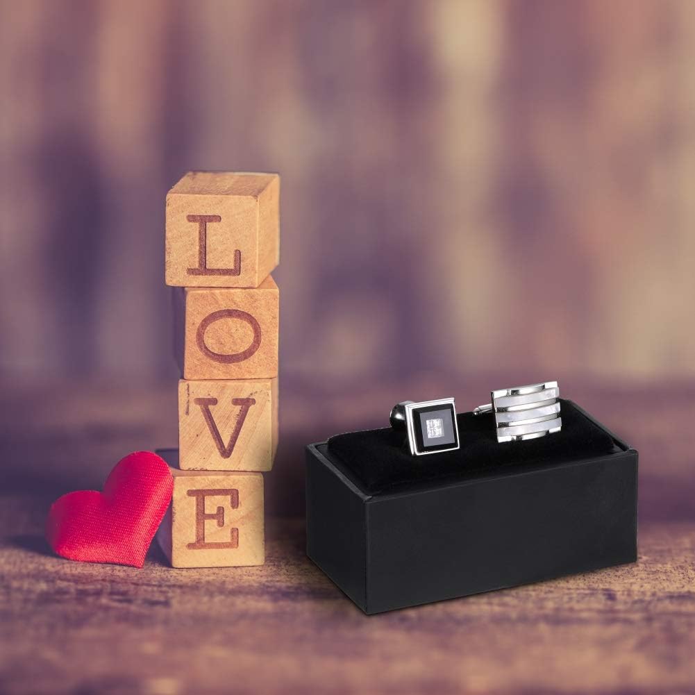 HooAMI Cufflink Box Tie Clip Bar Gift Box Black Jewelry Gift Box