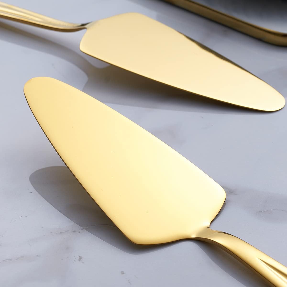 Gold Pie Cake Server Set, GoGeiLi 3-Piece Stainless Steel Pizza Pastry Server Set of 3, 9.3-inch Dessert Server Spatula, Dishwasher Safe