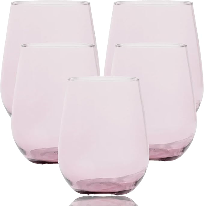 Oojami 36 Pack Pink Plastic Stemless Wine Glasses 12oz Unbreakable BPA Free Reusable Shatterproof Cocktail Cups, Disposable Drinkware for Party Wedding Birthday Bridal Shower Indoor Outdoor Events
