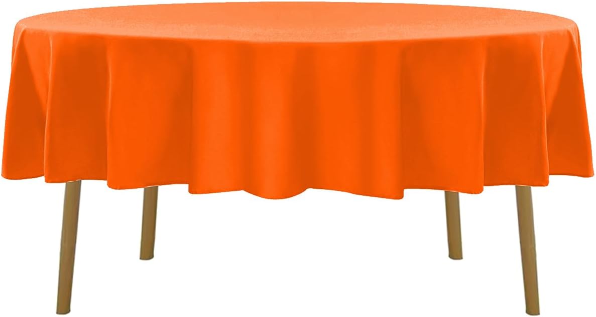 90 inch Round Tablecloth Washable Polyester Table Cloth Decorative Table Cover for Wedding Party Dining Banquet（90 inch,Orange）
