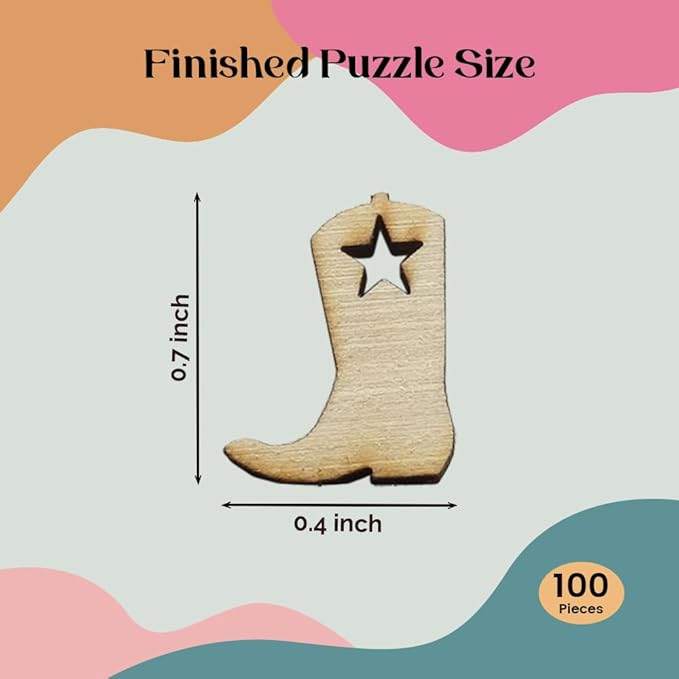 Confetti - Engraved Wood - Rustic Wooden Wedding Decor Party Table Scatter Decorations (Cowboy/Cowgirl Boot)