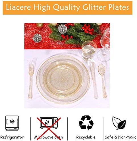 Liacere 60Pieces Gold Plastic Bowls-Disposable Gold Glitter Dessert Bowls-12OZ Premium Plastic Soup Bowls for Wedding &Parties & Fall Decor
