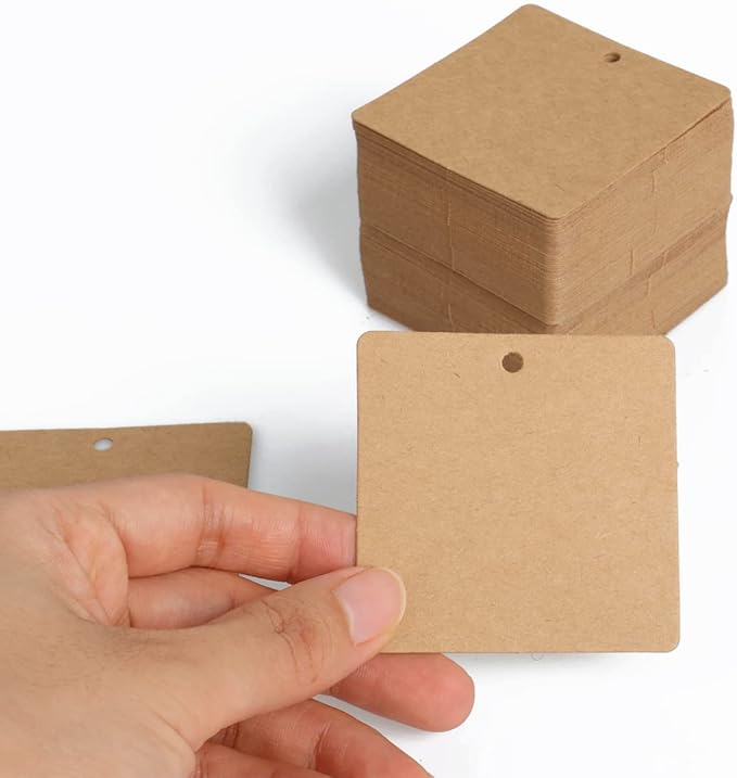 Kraft Paper Gift Tags,200PCS Blank Hang Tags with 200PCS Free Natural Jute Twines for DIY Project, Gift Wrapping(Brown)