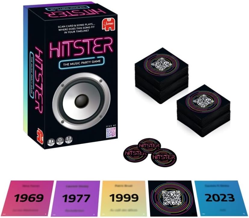 Jumbo Hitster - The Music Party Board Game, Card Game, Fun Music Quiz Game, 2-10 Players - 300 Plus Iconic Music Hits - Great for Adult and Family Game Nights (US Edition)