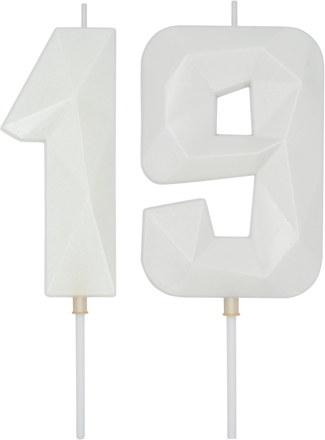 DERVENTA Large Birthday Candle Number 3D White 3.7 inch Party Celebration Anniversary Decoration Cake Topper 1 Piece (Number 19 White)
