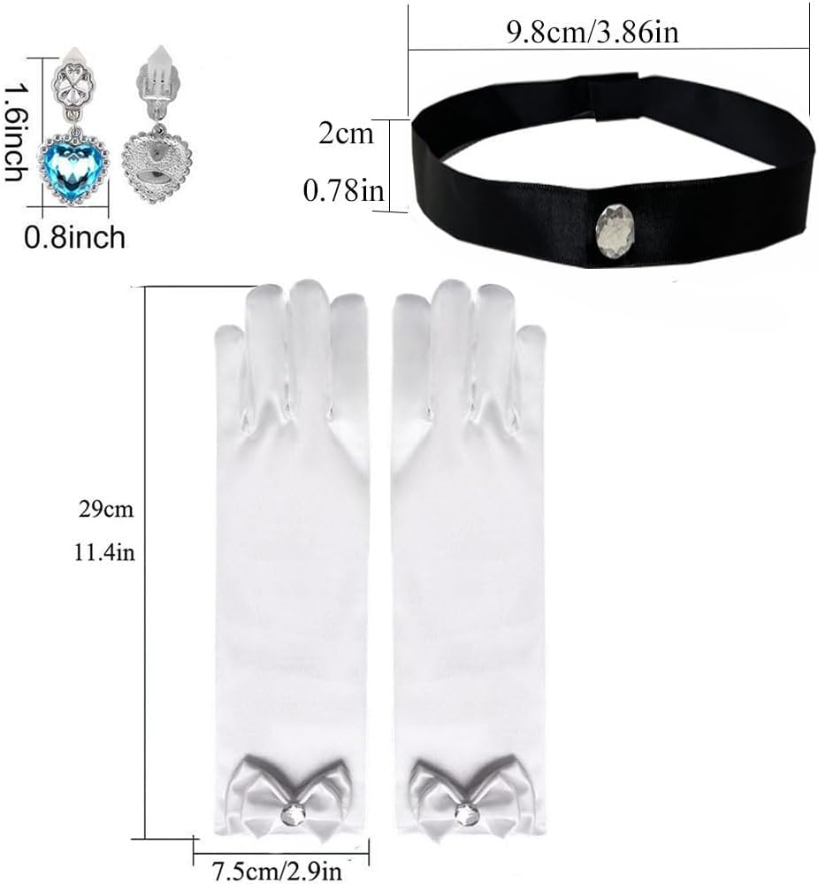 Princess Cinderella Dress up Accessories Cinderella Headband Choker Gloves Halloween Christmas Party Favors for Girls