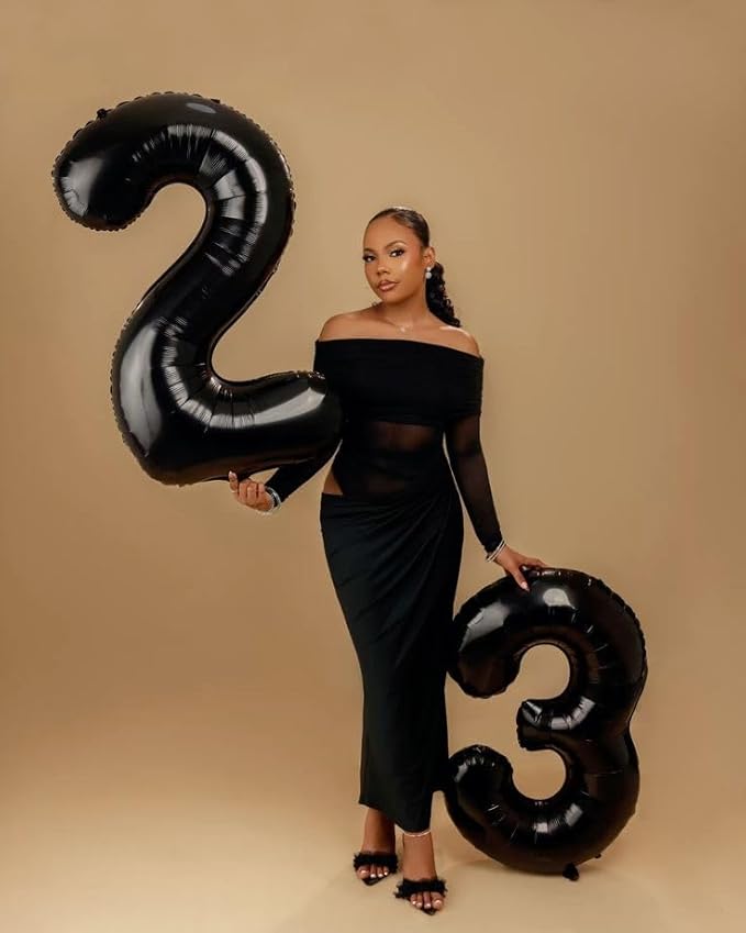 15 Balloon Number, 40 Inch 15th Birthday Decorations for 1 5 15 51, Black Big Foil Number Balloons for Wedding Store Anniversary Party Supplies