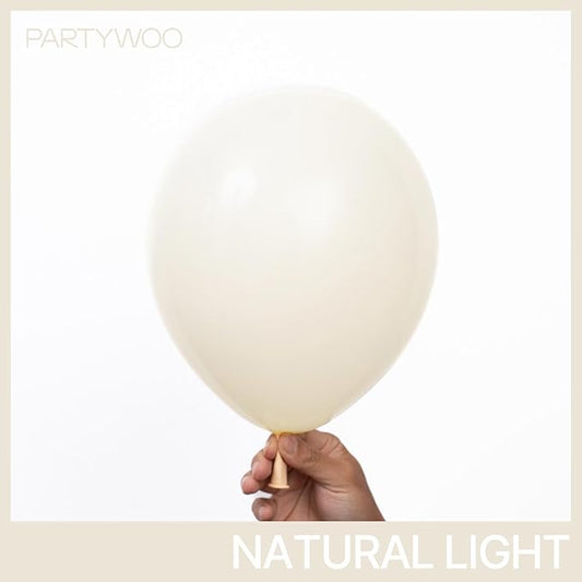 PartyWoo Beige Balloons 140pcs Different Sizes of 18 12 10 5 Inch Cream Ivory Balloon Arch Kit Garland for Wedding Bridal Graduation Baby Shower Easter Birthday Tea Boho Party Decorations White-Q08
