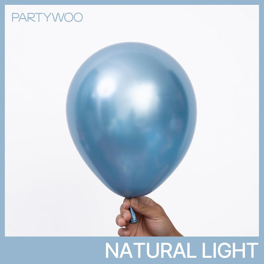 PartyWoo Metallic Light Blue Balloons 100 pcs Different Sizes of 18 12 10 5 Inch Metallic Baby Blue Latex Balloon Arch Kit Garland for Graduation Baby Shower Birthday Party Decorations Blue-G119