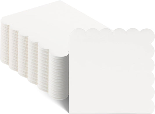 120 Pcs Cocktail Napkins Scalloped White Wedding Napkins Disposable Dessert Beverage Napkins for Wedding, Bridal Shower,Coffee Bar Dinner, 5 x 5 Inch