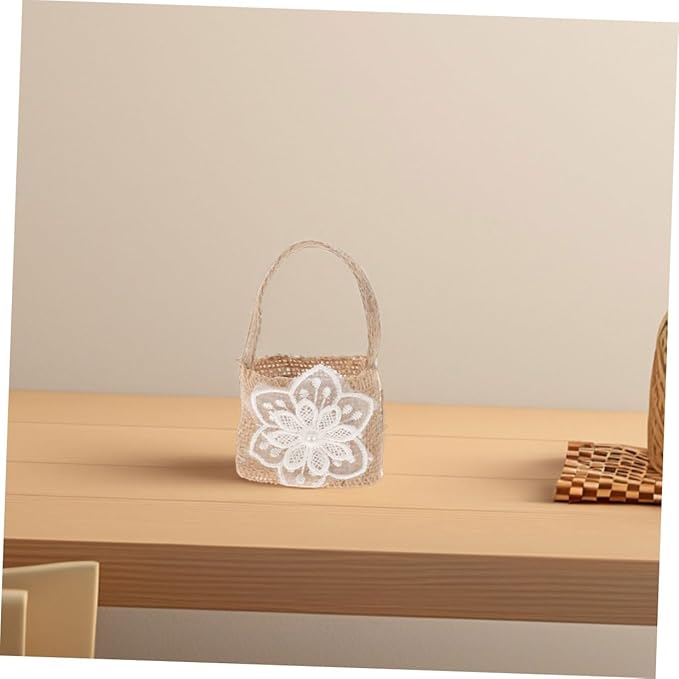 BESPORTBLE 6pcs Mini Burlap Flower Girl Baskets Floral Candy Bags Rustic Party Favor Bags for Wedding Ceremony Decorations