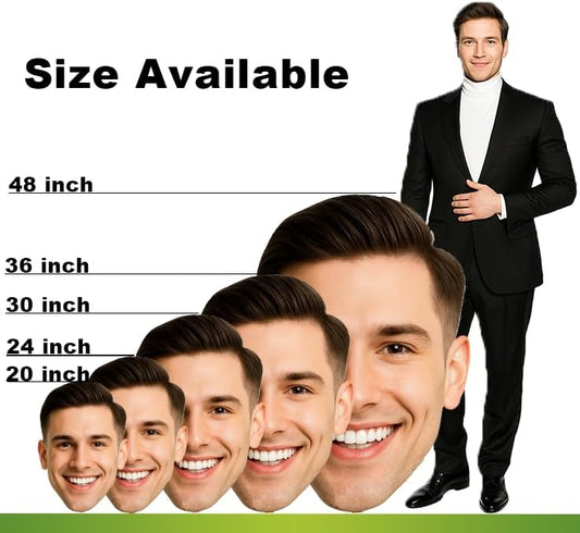 Custom Big Head Cutout – Made in USA 20" to 48",Personalized Face Cardboard Sign, Giant Photo Prop for Birthday, Graduation, Sports Events, Party Decorations