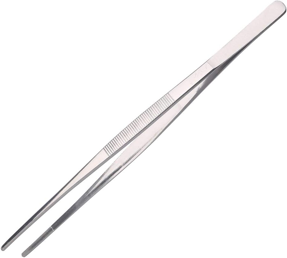 Aniso Long Tweezers- with Precision Serrated Kitchen Tweezers Tongs， for Barbecue and Hand-Made Stainless Steel Cooking Tweezers（10 inches）