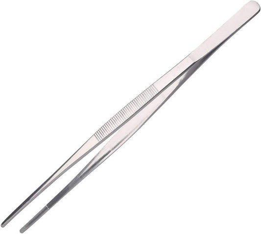 Aniso Long Tweezers- with Precision Serrated Kitchen Tweezers Tongs， for Barbecue and Hand-Made Stainless Steel Cooking Tweezers（10 inches）