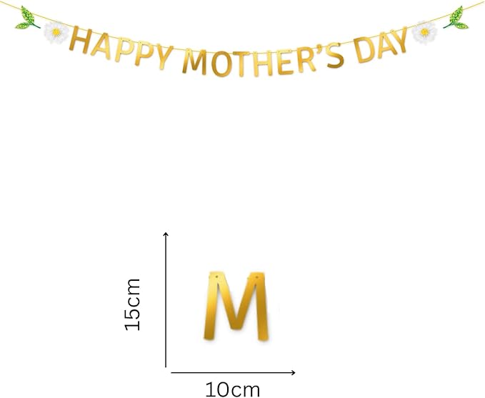 Happy Mother's Day Banner Set Decoration for Mother's Day Party Decorations Backdrop Garland for Mom Glitter Garland Photo Props (Gold Letter White Daisy)