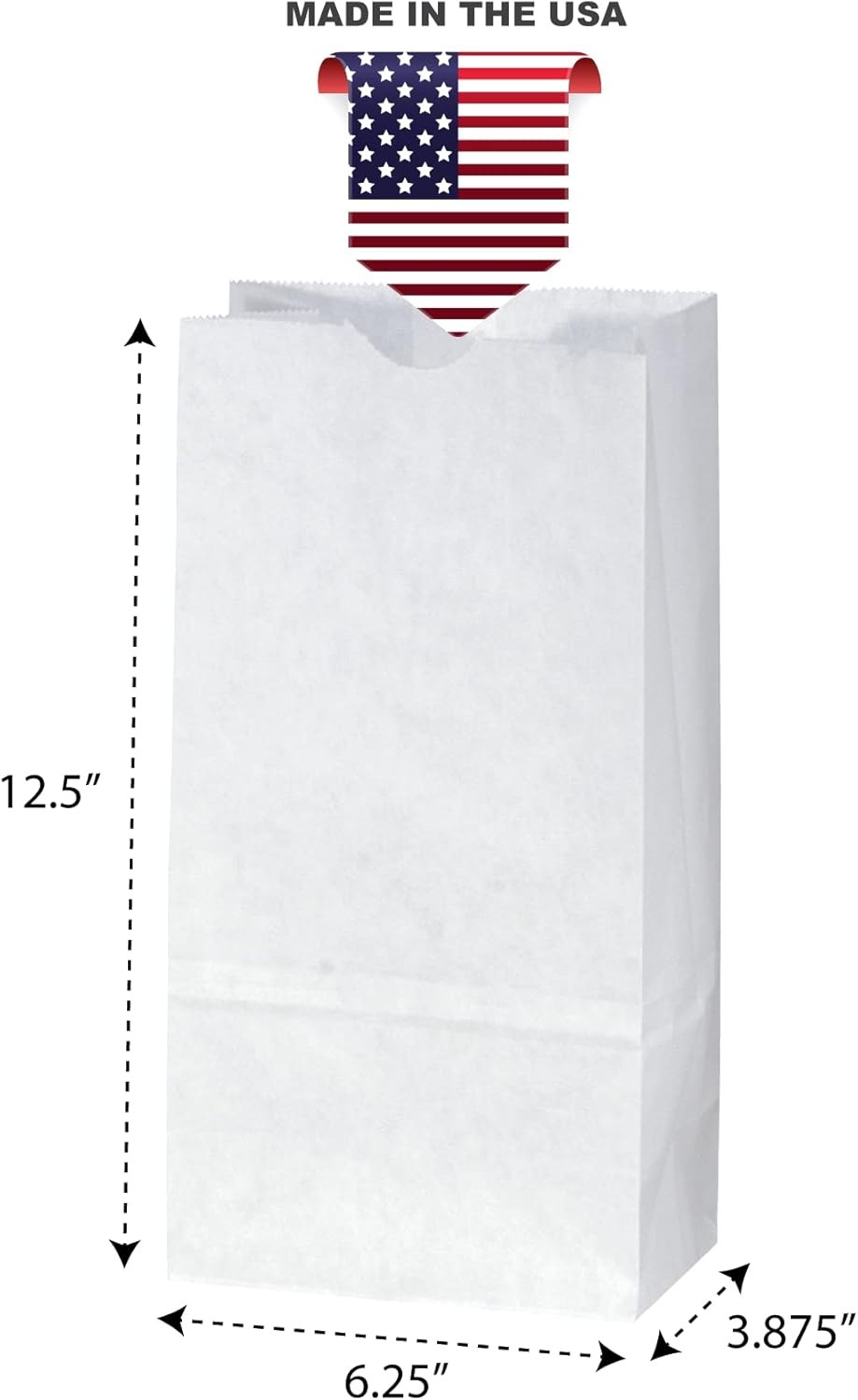 Flexicore Packaging Custom Printed White SOS Popcorn Paper Bags(10 to 1,000 QTY) (White, 6.25"x3.875"x12.5")