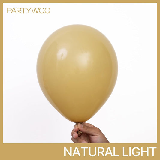 PartyWoo Tan Balloons 100 pcs Different Sizes of 18 12 10 5 Inch Light Brown Neutral Boho Coffee Balloon Arch Kit Garland for Wedding Baby Shower Safari Woodland Birthday Party Decorations Tan-F19