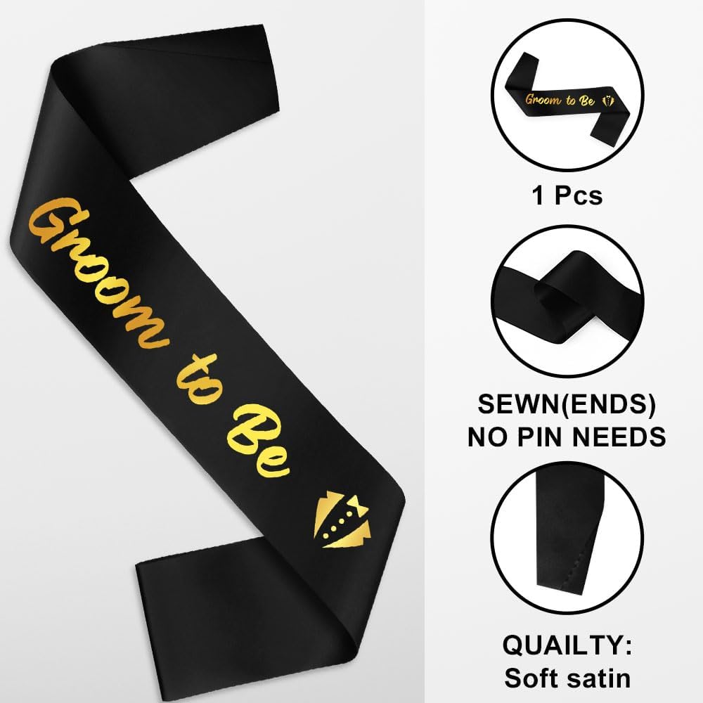 Groom To Be Sash Black Groom Sash With Gold Foil For Bachelor Party Accessories Bachelor Party Decorations Bachelorette Gifts For Croom To Be Gifts Bachelorette Accessories Wedding Engagement