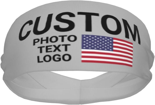 Custom Sports Headband Sweatband Bandana Add Your Photo Logo Text Number, Bulk Customized Unisex Sports Moisture Wicking Breathable Elastic