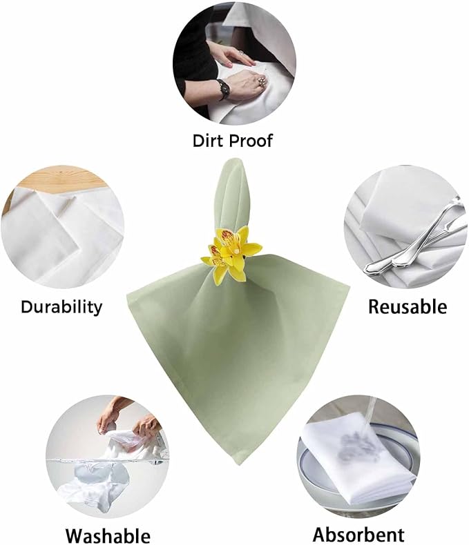 Sage Green Omble Cloth Napkins Set of 4 Reusable Dinner Napkins, Modern Abstract Art Cocktail Napkin, Farmhouse Gradient Washable Table Napkins for Wedding/Holiday Party/Baby Shower 20"x20"