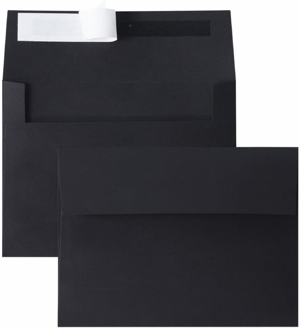Keketer A2 Black Printable Envelopes 80 Pack Self - Seal, for 5x7 Cards, Weddings, Invitations, Baby Shower 4.375 x 5.75 Inches