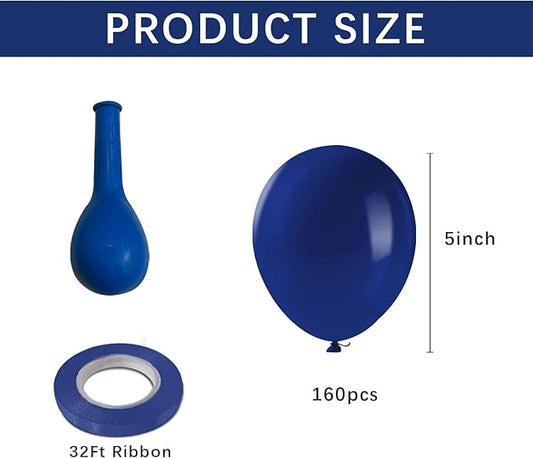 160Pcs Navy Blue Balloons 5 inch Small Dark Blue Latex Balloons Matte Party Ballons for Birthday Father's Day Bridal Shower Graduation Wedding 4th of July Ocean Themed Frozen Party Decorations