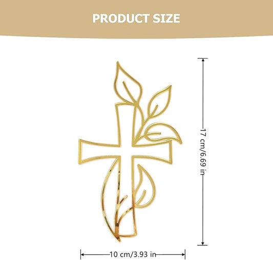 Gold Glitter Cross Baptism Cake Topper Set of 3 – God Bless Christening & Confirmation Party Decoration