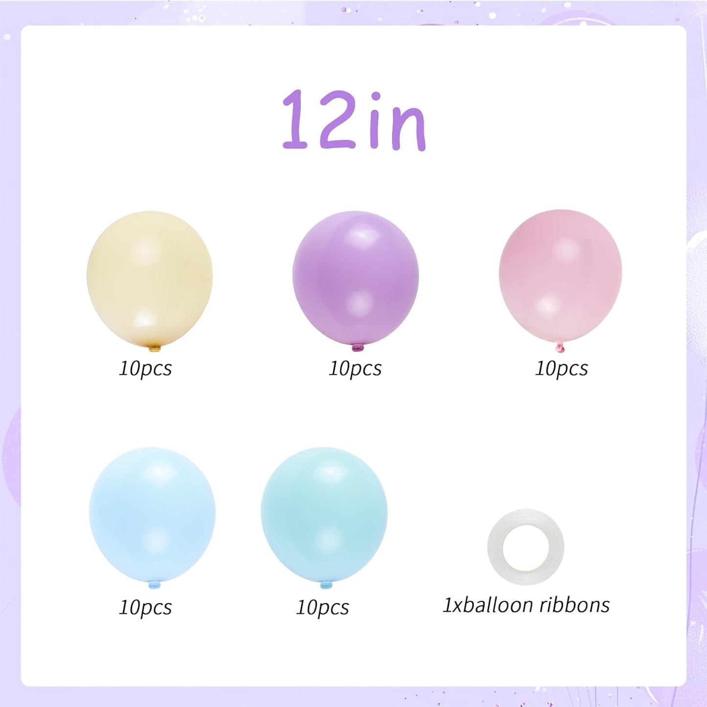 Premium 50pcs Pastel Macaron Balloon Kit – 12 Inch Multicolor Latex Balloons with Ribbon for Baby Showers, Weddings, Spring Parties, Boho & Groovy Themed Decor