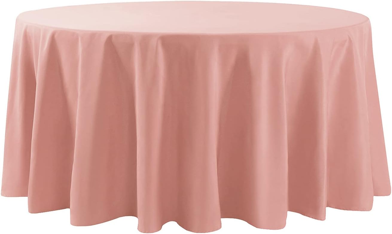 Cupuamon 120 inch Round Tablecloth Washable Polyester Table Cloth Decorative Table Cover for Wedding Party Dining Banquet（120 inch, Dusty Pink）
