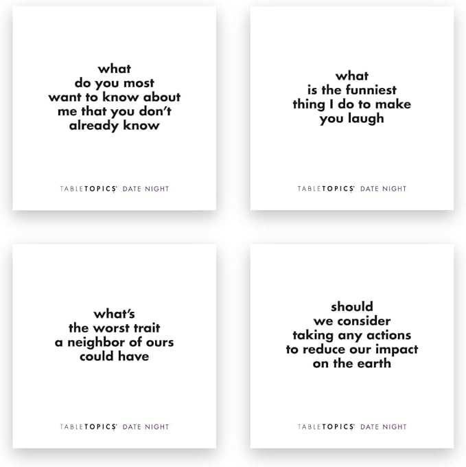 TableTopics Date Night Conversation Starter Card Game - 135 Questions for Romantic Evenings, Reconnect with Your Partner, Gift for Adult Couples Anniversaries & Valentine’s Day