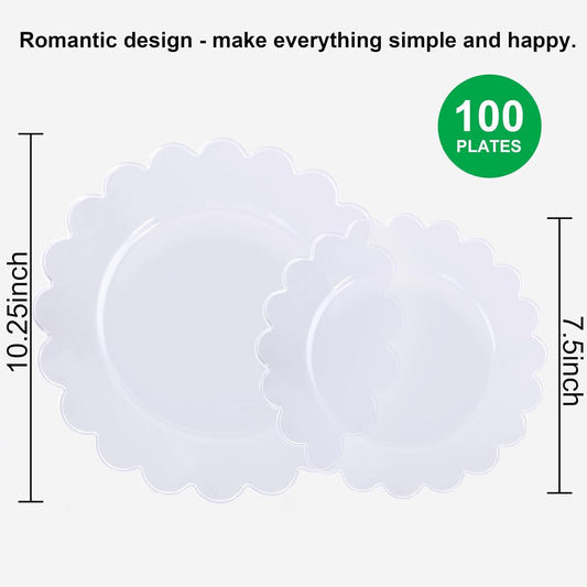 supernal 100pcs Clear Plastic Plates,Disposable Plastic Plates Heavy Duty,Premium Plate,Includes 50 Clear Dinner &50 Dessert Plate,for Party,Wedding,Brial Shower