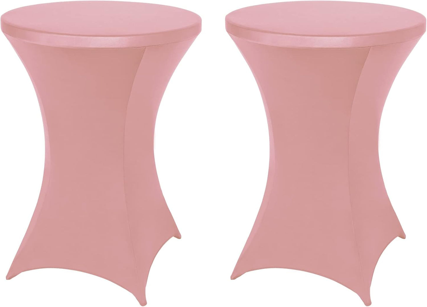 FestiCorp 2 Pack Spandex Cocktail Table Covers Fitted Clothes, Elastic Round Table Cover, Stretch Tablecloth for Party, Bar, Wedding, Birthday, Banquet, Pink, 30"-32" Diameter x 40"-43" Height