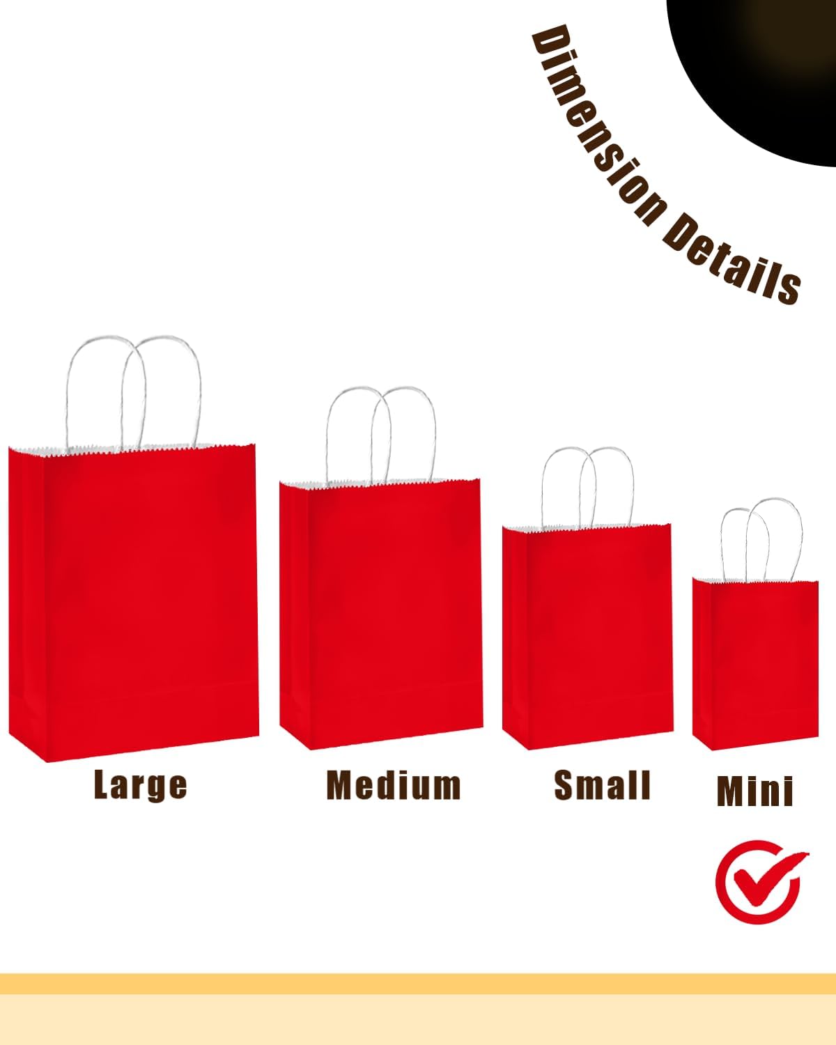 qiqee 50-Packs Red Paper Gift Bags with Handles Bulk 4.5"x2.5"x6" Mini Size Party Favor Bags Multiple Uses
