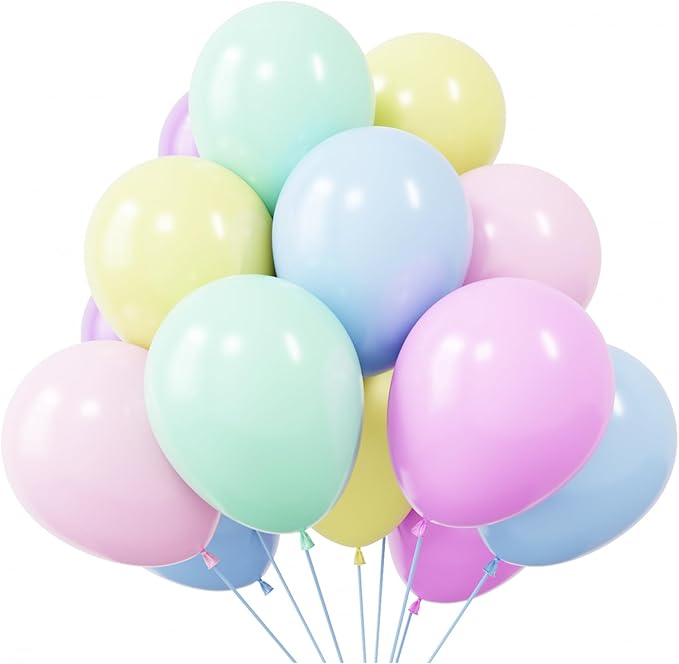 KBZVNAF Pastel Balloons Latex Party Balloons - 50 Pack 12 inch Helium Multicolor Macaron Balloons for Baby Shower Birthday Wedding Rainbow Party Decorations