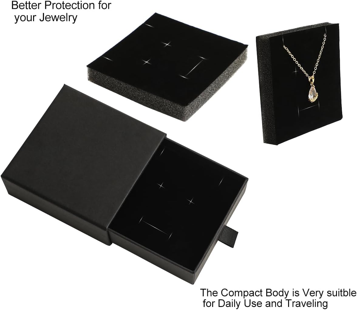 40Pcs Black Small Jewelry Boxes 3.54×3.54×1.26in Cardboard Jewelry Gift Boxes Jewelry Packaging for Small Business for Necklace Ring Bracelet Earring Display Box