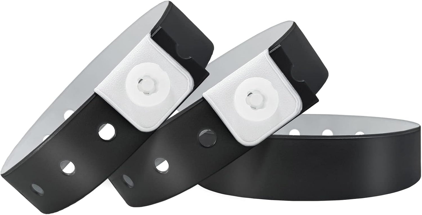 Black Plastic Wristbands-500 Pack Colored Identification Wristbands for Events, Waterproof Lightweight Security Vinyl Wristbands for Party Concert Club Festival Entrance Admission