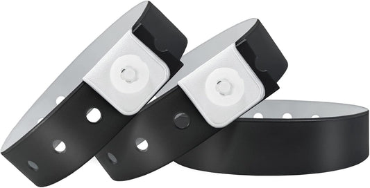 Black Plastic Wristbands-500 Pack Colored Identification Wristbands for Events, Waterproof Lightweight Security Vinyl Wristbands for Party Concert Club Festival Entrance Admission