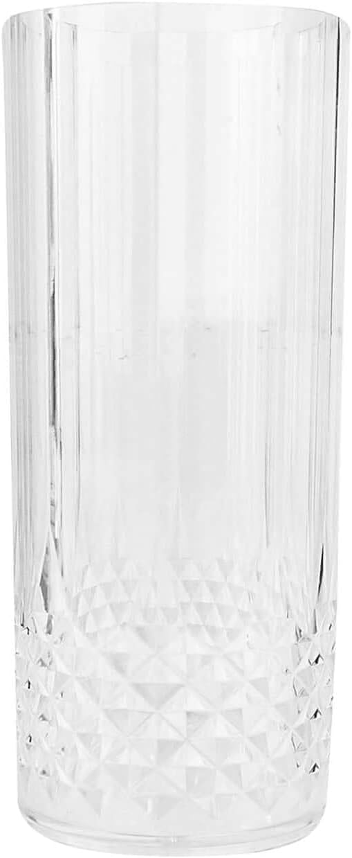 Efavormart 6-Pack Plastic Highball Glasses, 14oz Shatterproof Crystal Cut Drink Glasses for Kitchen Mojito Whiskey Cocktail, Clear